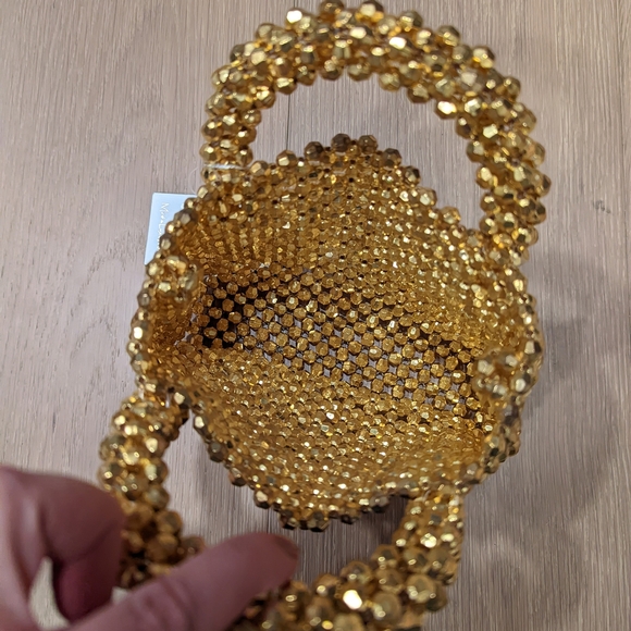 Moda Luxe Gold Beaded Mini Handbag - Picture 4 of 5